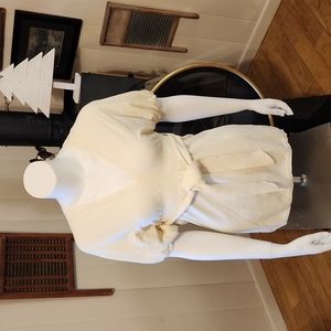 GUESS JEANS Empire Waist Cream Deep V Sexy SS Tie Waist Long Sweater *Med*